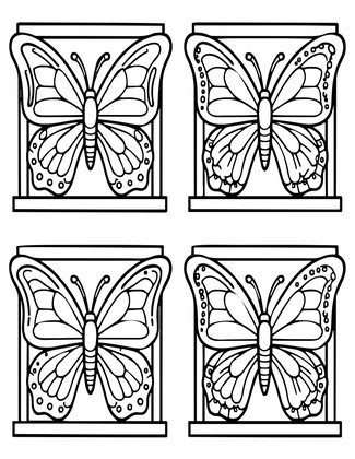 Butterfly Triptych - Free printable coloring page
