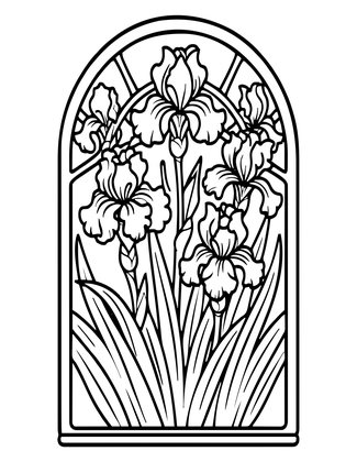 Iris Garden - Free printable coloring page