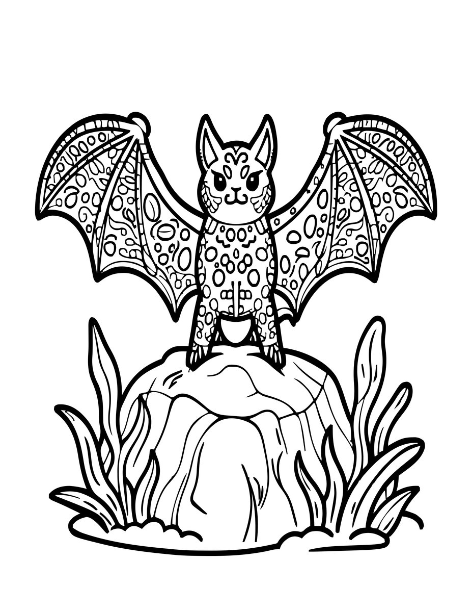 Bat Star - free printable coloring page