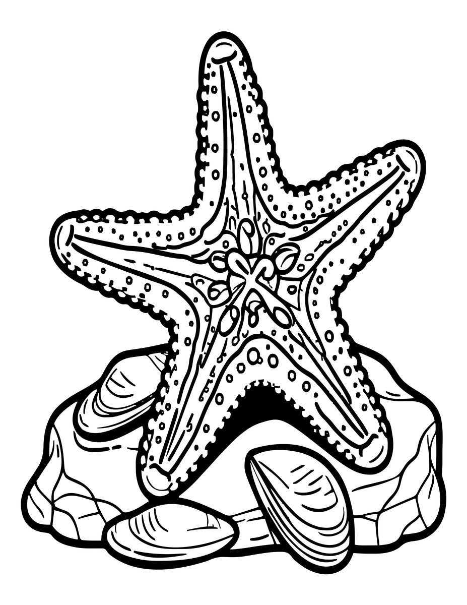 Sea Star Feeding - free printable coloring page