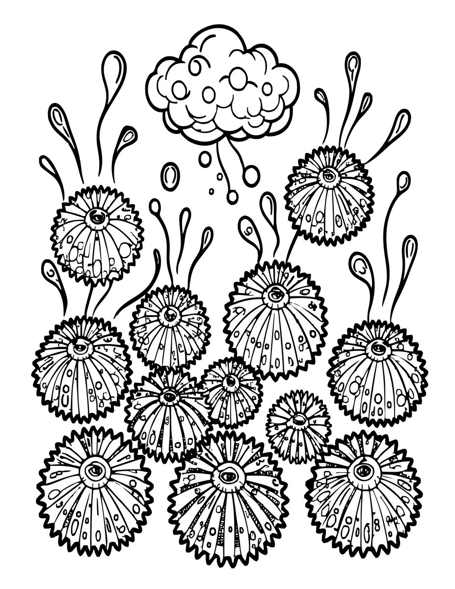 Urchin Spawning - free printable coloring page