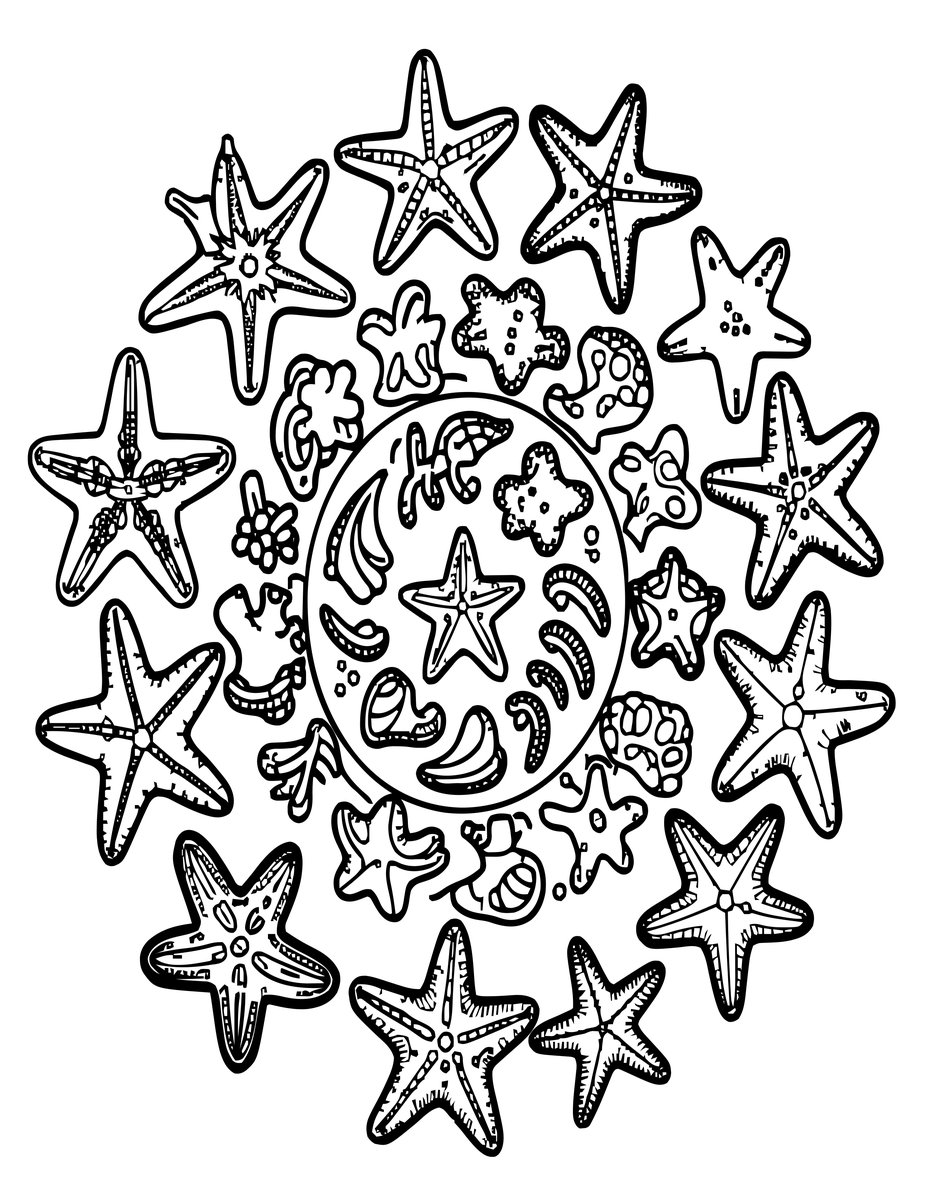 Sea Star Collection - free printable coloring page