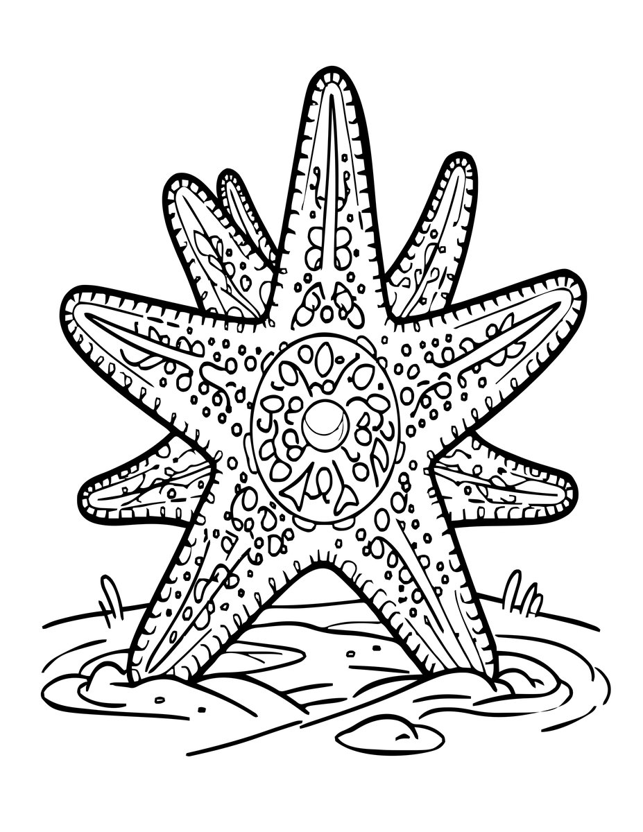 Sunflower Star - free printable coloring page