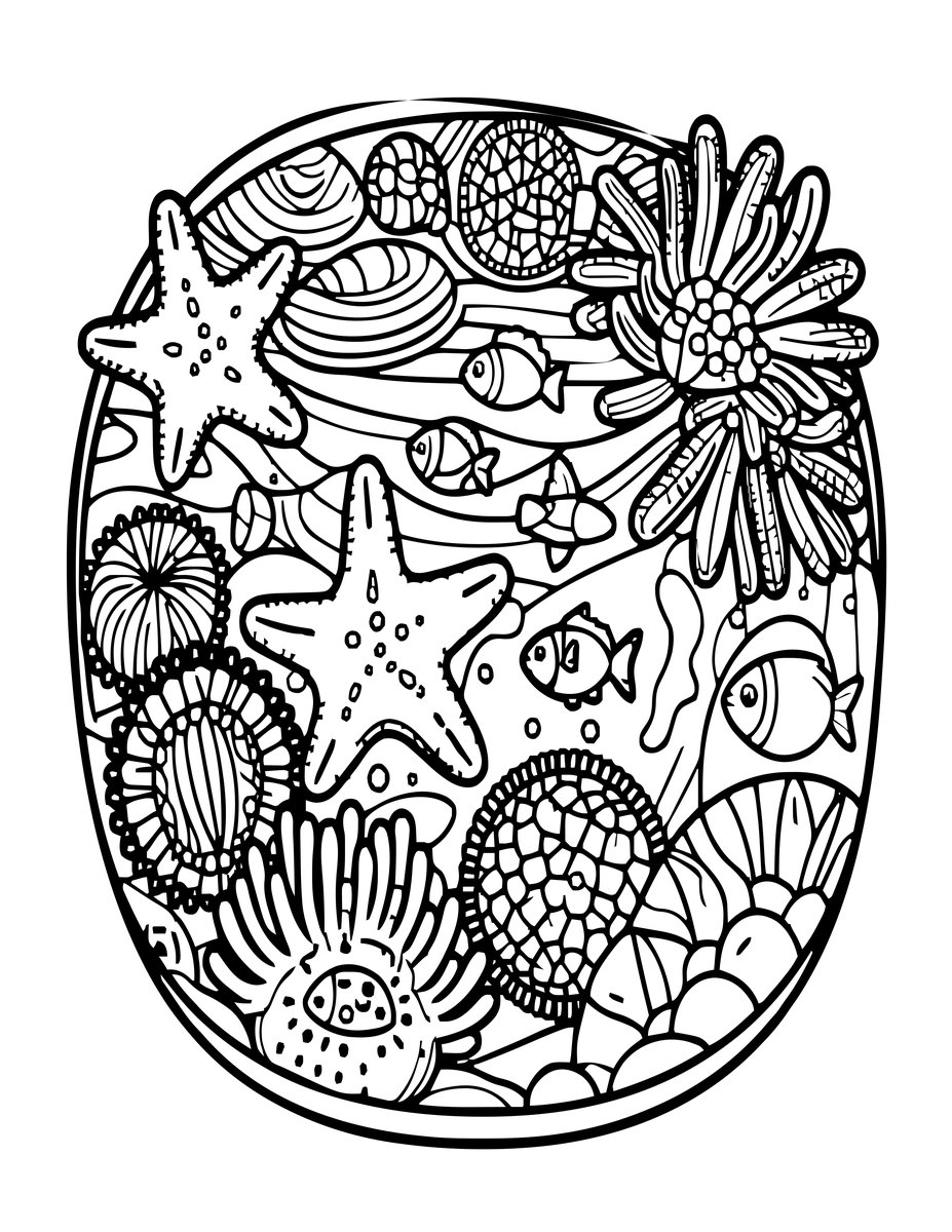 Tidal Pool Scene - free printable coloring page