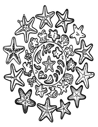 Sea Star Collection - Free printable coloring page