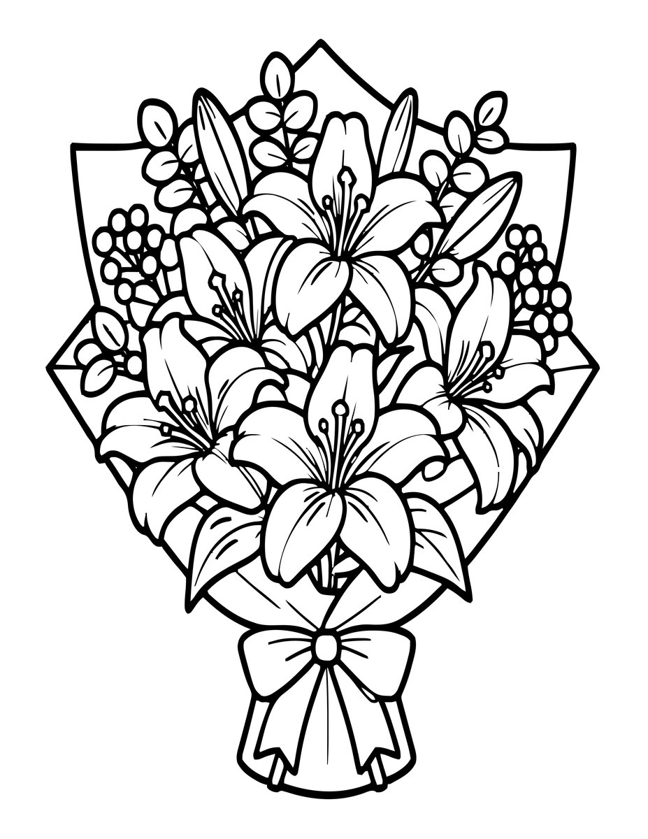 Bouquet - free printable coloring page