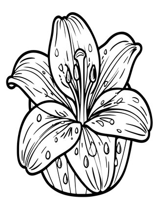 Lily in Rain - Free printable coloring page