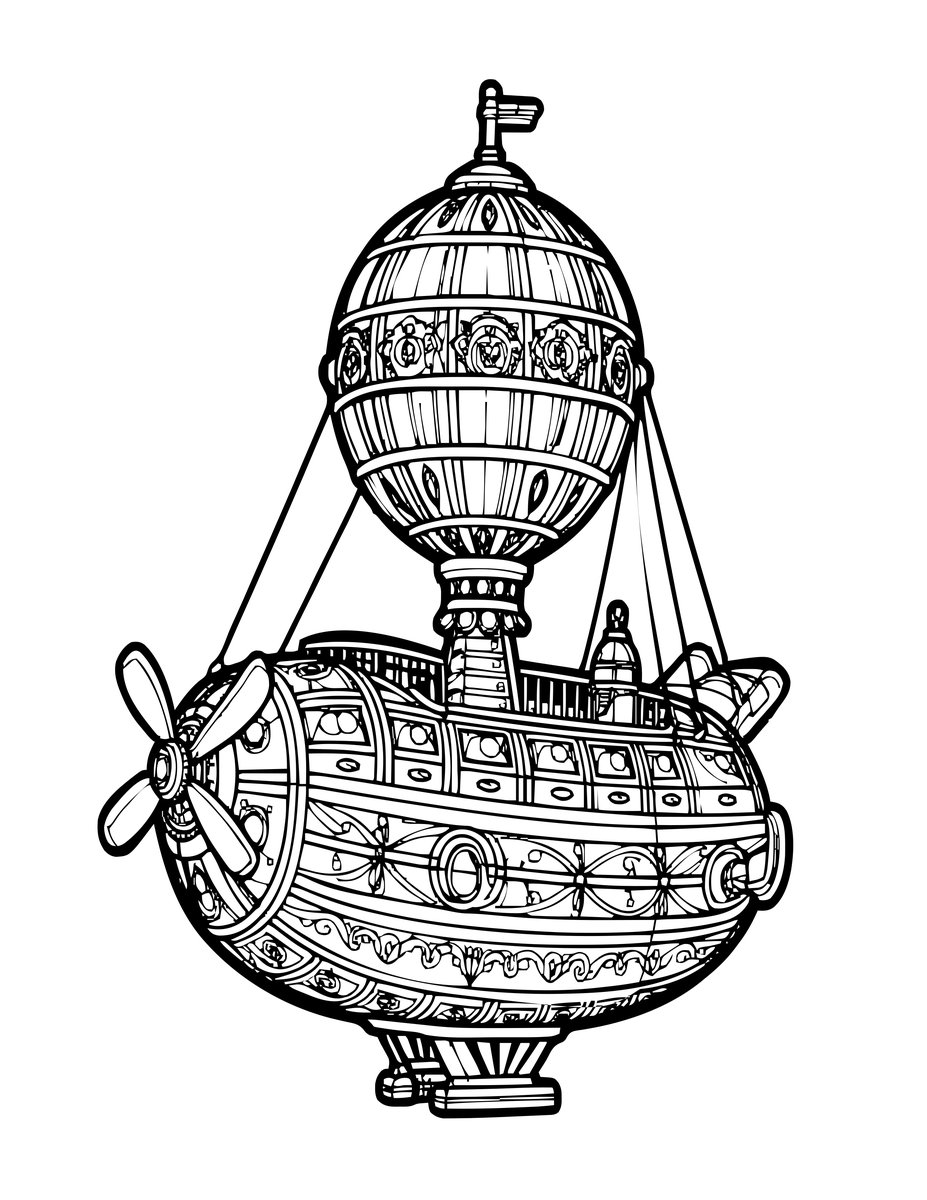 Airship - free printable coloring page