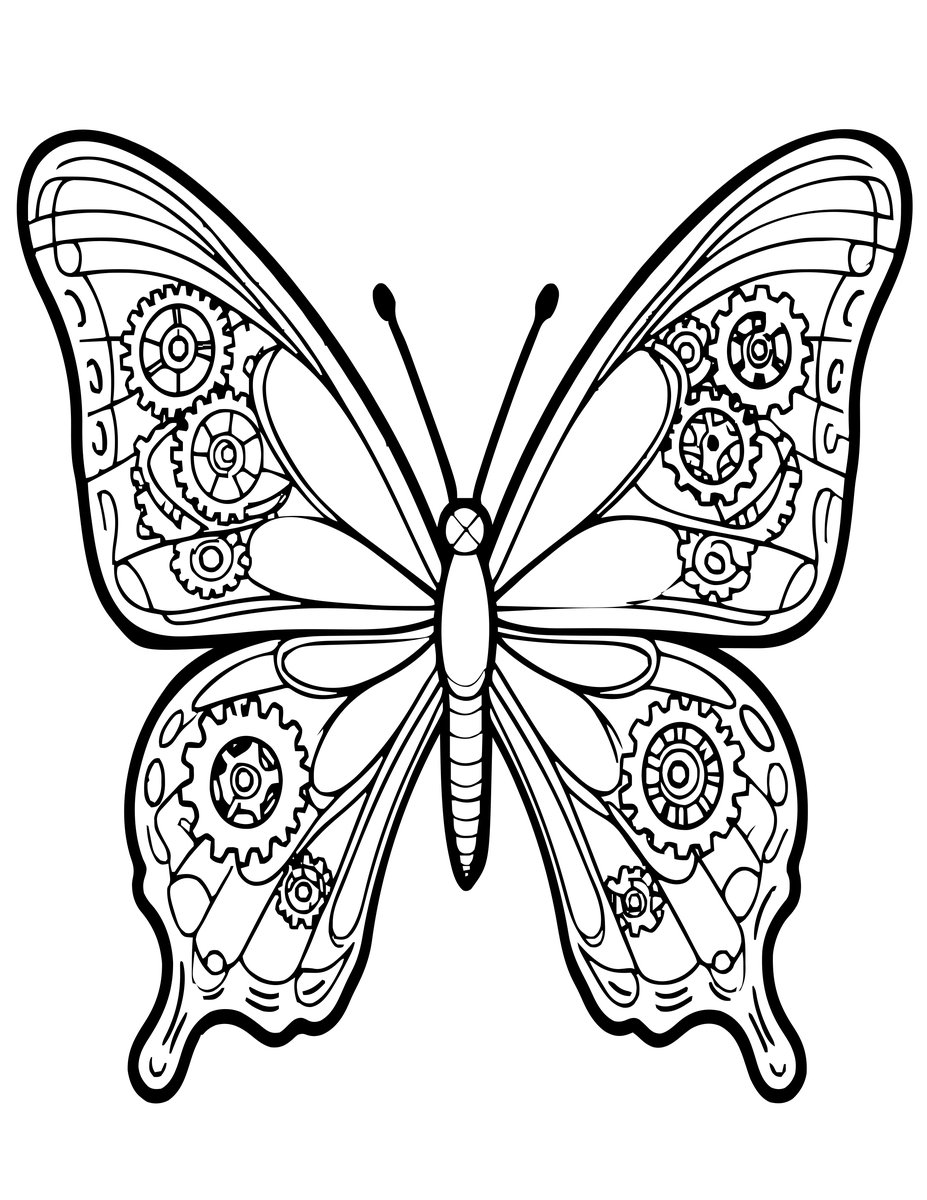 Mechanical Butterfly - free printable coloring page