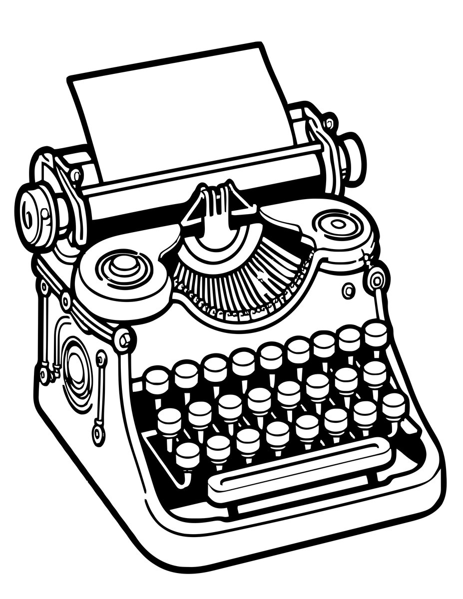 Typewriter - free printable coloring page