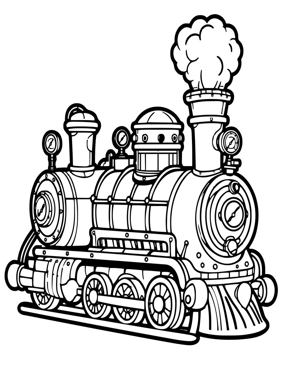 Steam Locomotive - free printable coloring page