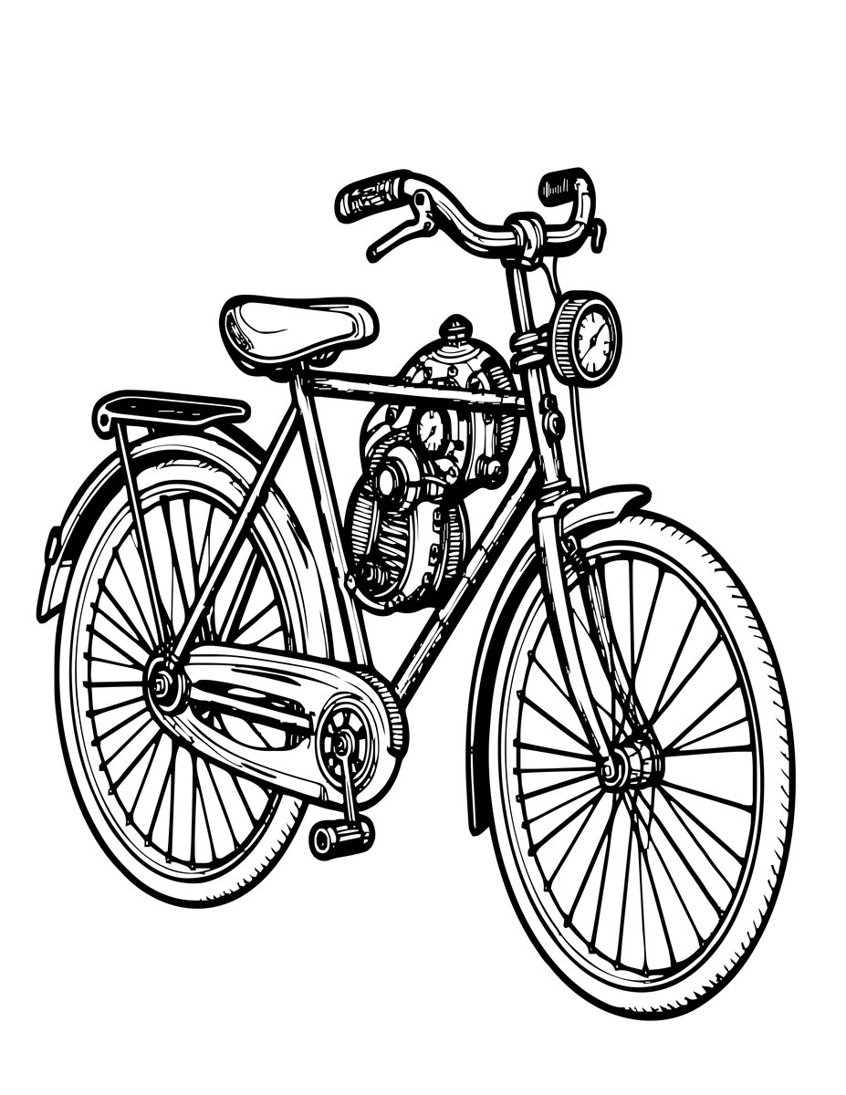 Penny-Farthing - free printable coloring page