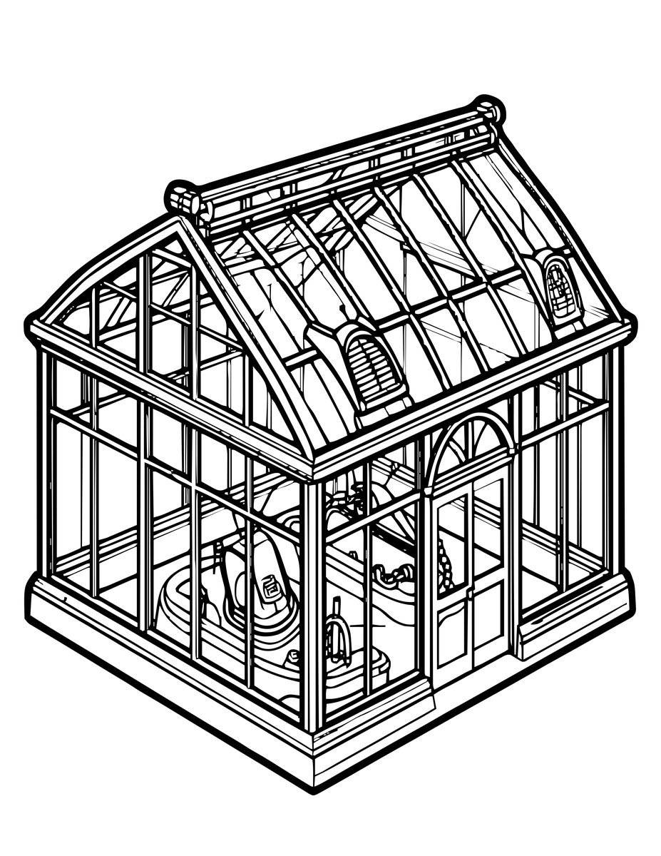 Victorian Greenhouse - free printable coloring page
