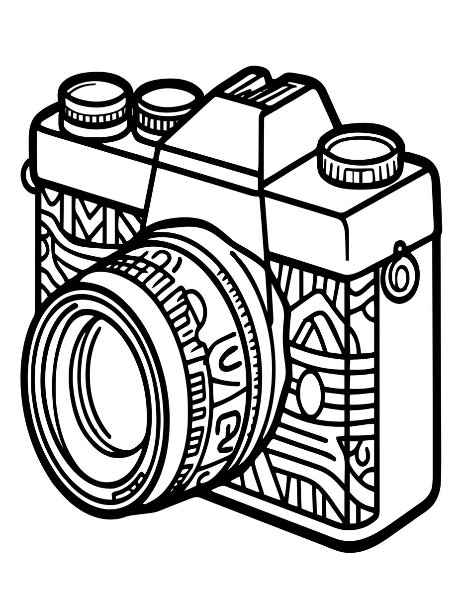 Steampunk Camera - free printable coloring page