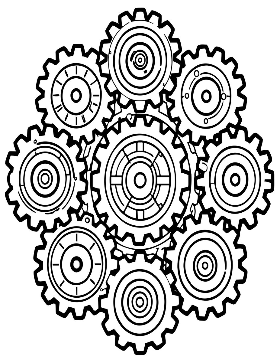 Gear Mandala - free printable coloring page