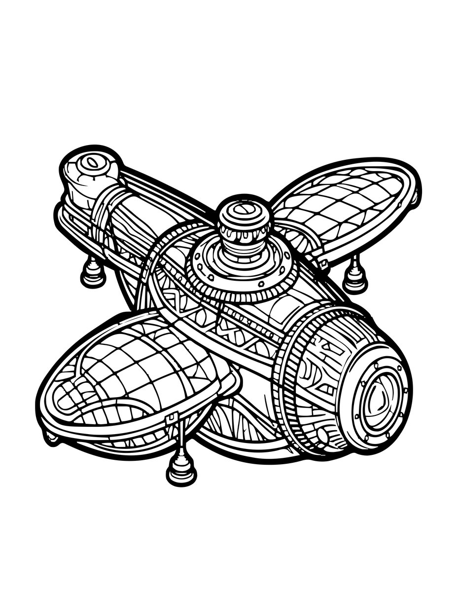 Flying Machine - free printable coloring page