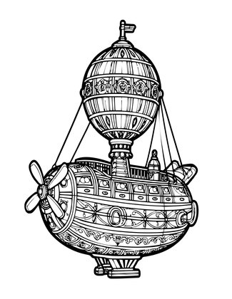 Airship - Free printable coloring page