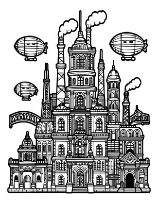 Victorian City - Free printable coloring page