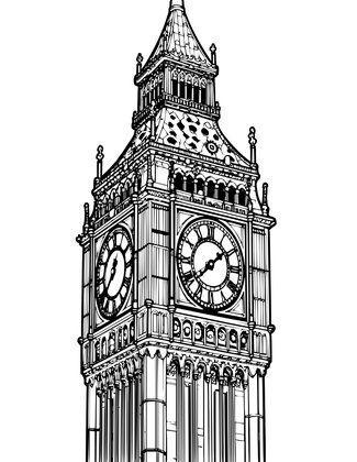 Clock Tower - Free printable coloring page