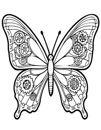 Mechanical Butterfly - Free printable coloring page