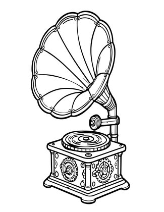 Gramophone - Free printable coloring page