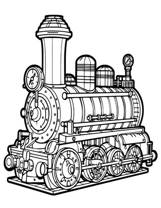 Steam Engine - Free printable coloring page