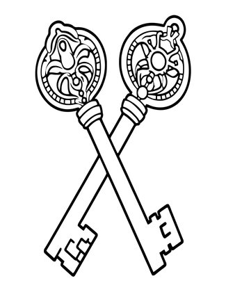 Steampunk Key - Free printable coloring page