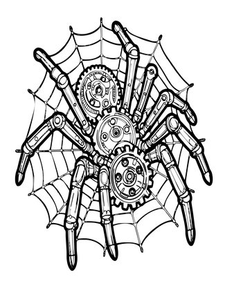 Mechanical Spider - Free printable coloring page