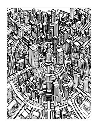 Clockwork City - Free printable coloring page