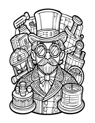 Victorian Inventor - Free printable coloring page