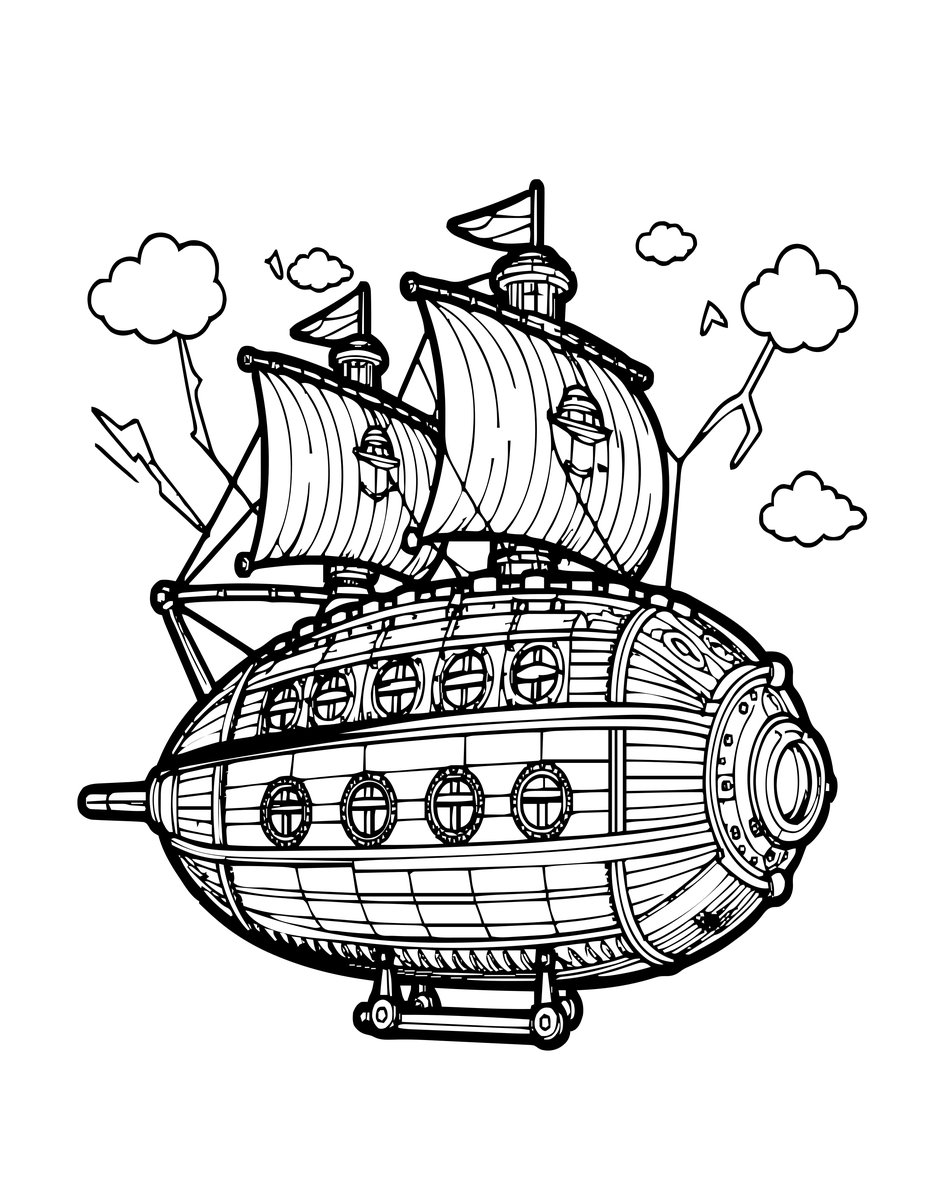 Storm Airship - free printable coloring page
