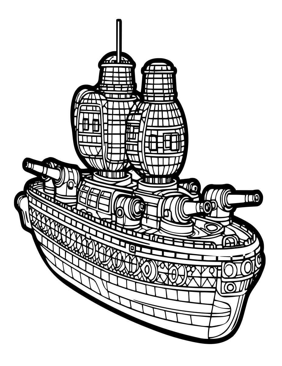 Armored Airship - free printable coloring page