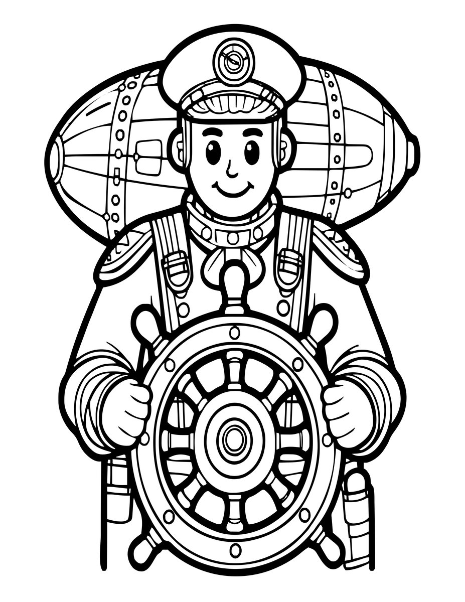 Airship Captain - free printable coloring page