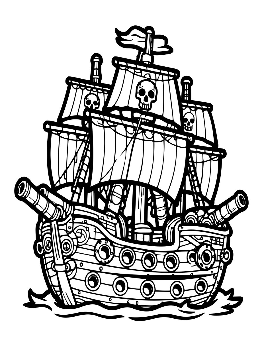 Pirate Airship - free printable coloring page