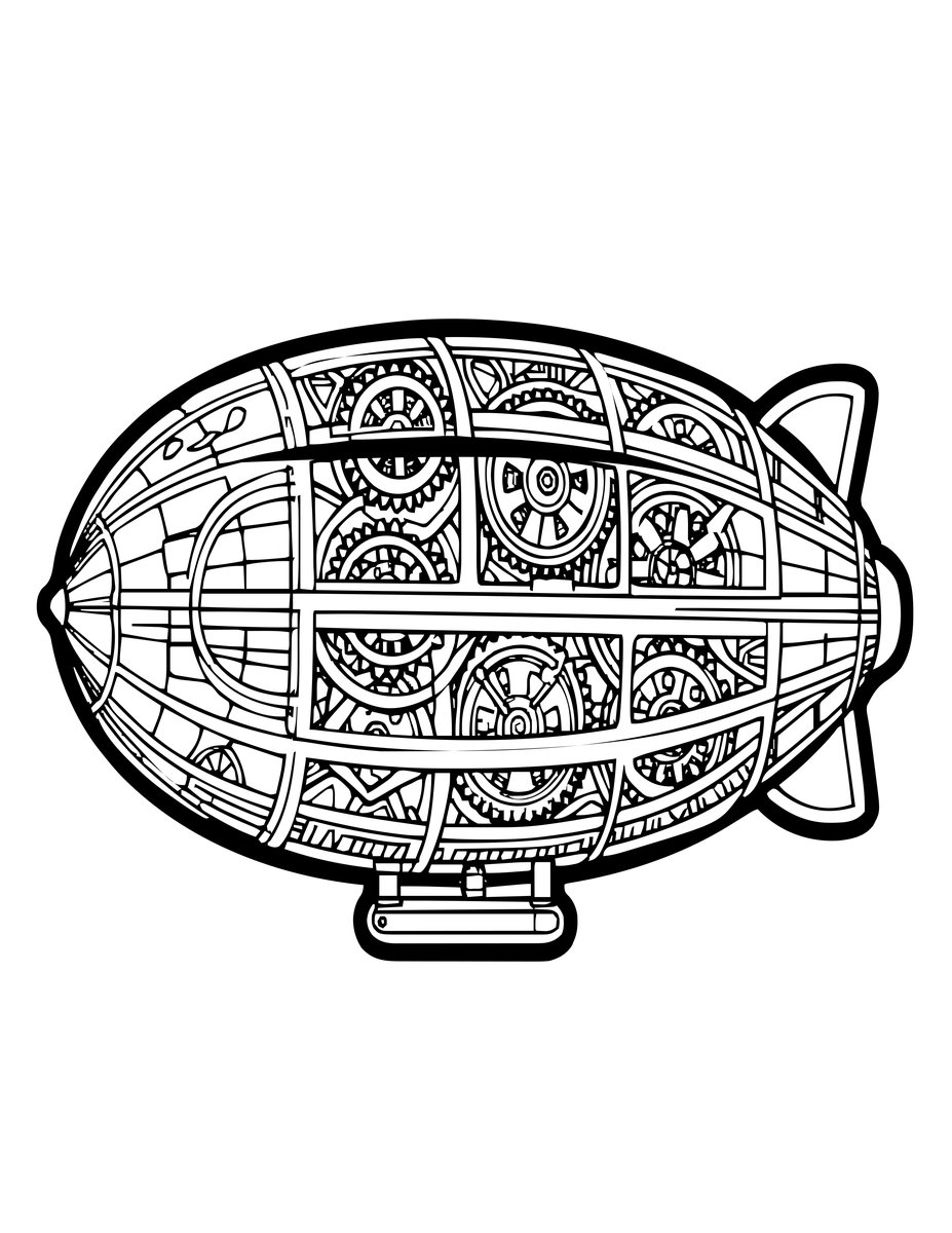 Clockwork Airship - free printable coloring page