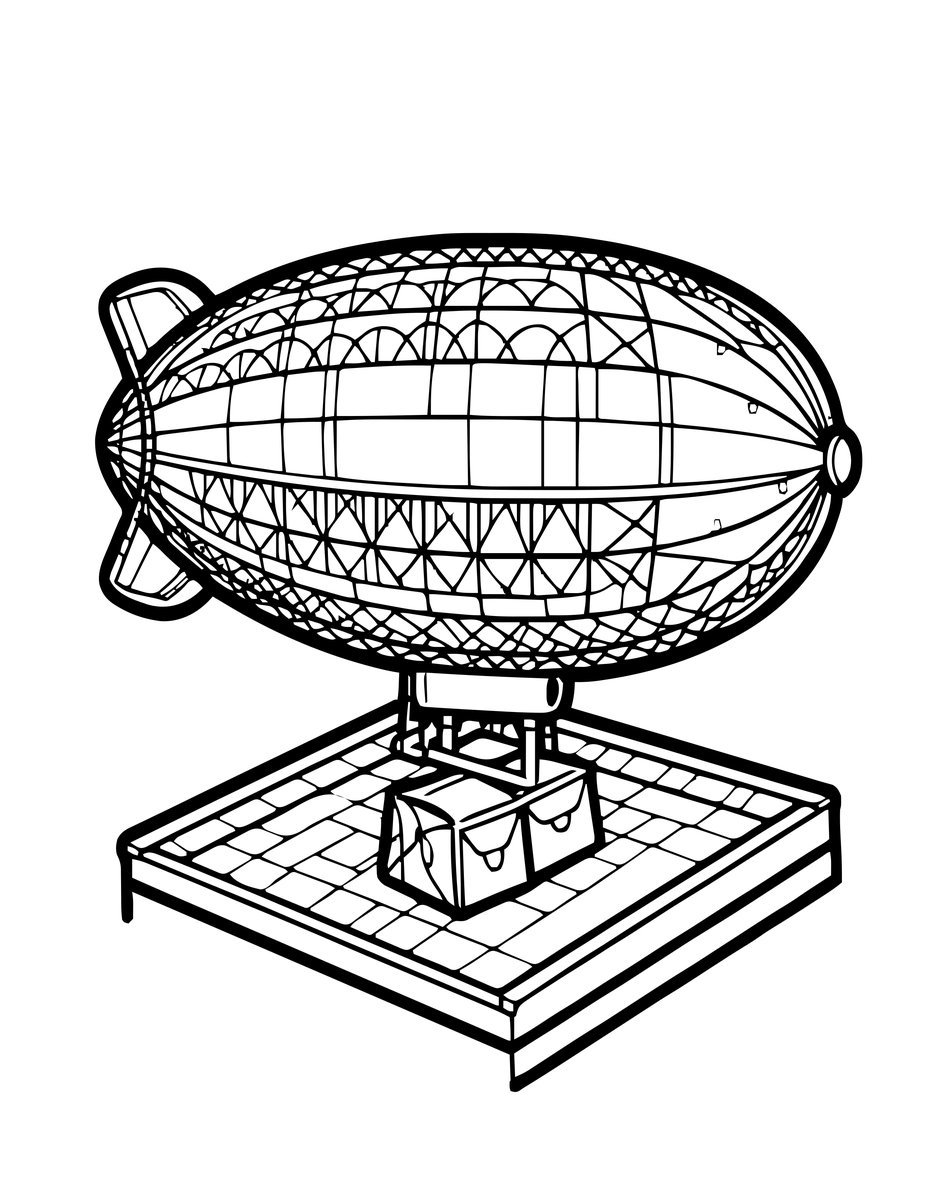 Airship Mail - free printable coloring page