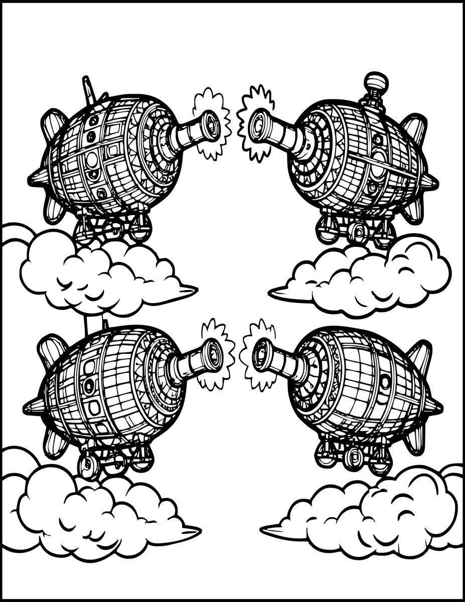 Battle Above Clouds - free printable coloring page