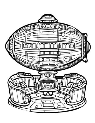 Airship Interior - Free printable coloring page