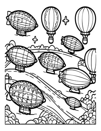 Airship Race - Free printable coloring page
