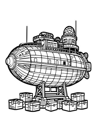 Cargo Airship - Free printable coloring page