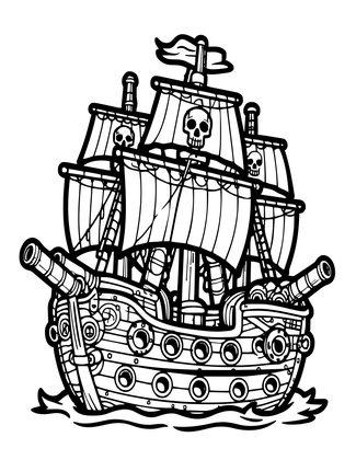 Pirate Airship - Free printable coloring page