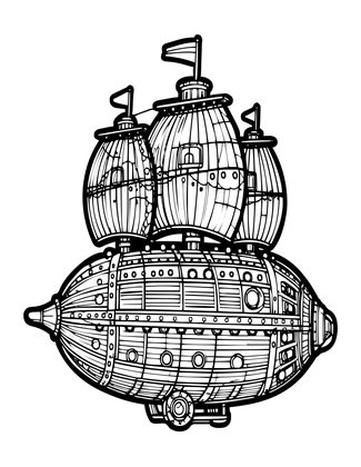 Airship Night Lights - Free printable coloring page
