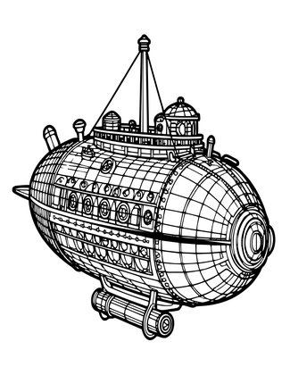 Airship Blueprint - Free printable coloring page