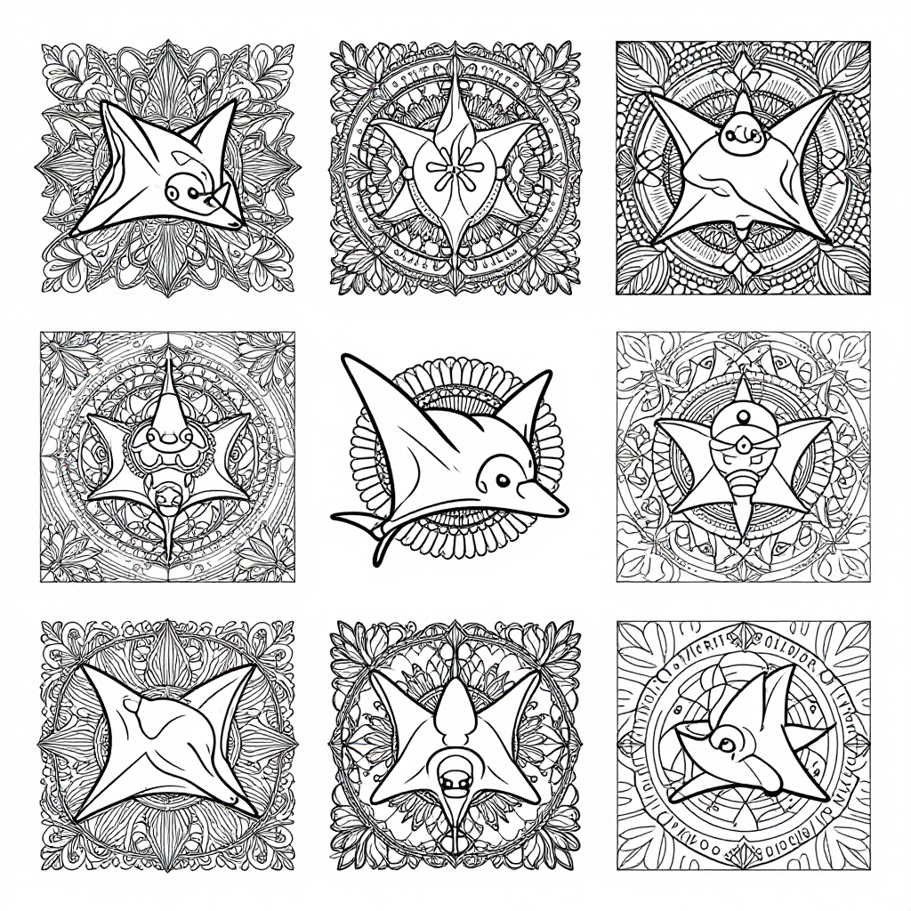Stingrays coloring pages collection - 30 free printable pages