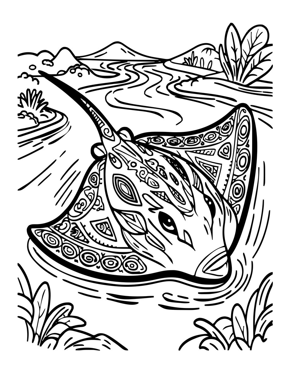 Freshwater Stingray - free printable coloring page