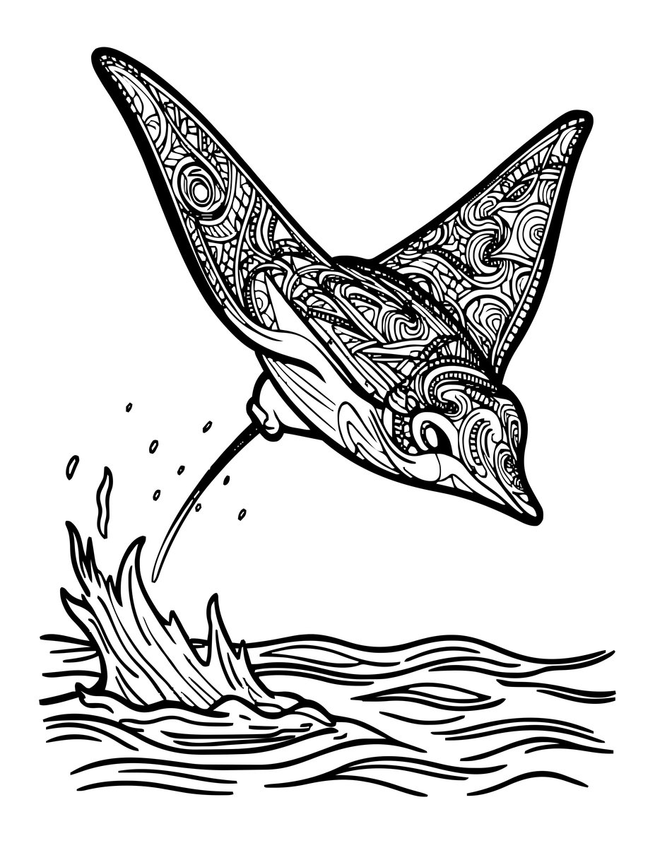 Manta Leap - free printable coloring page