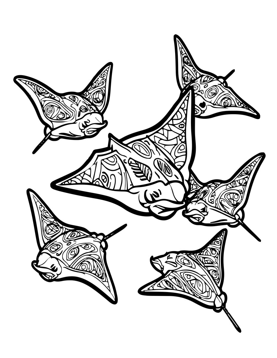 Mobula Ray - free printable coloring page