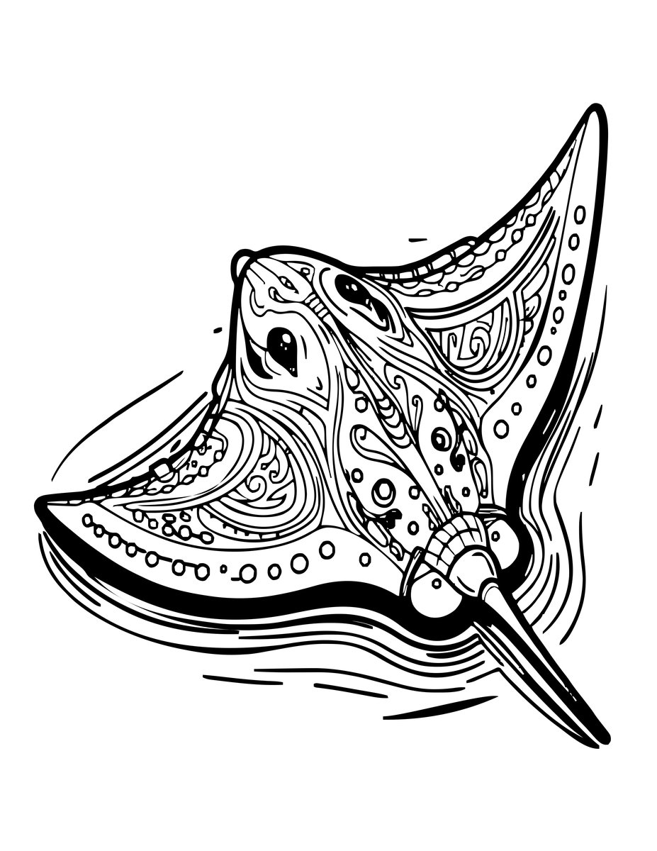 Stingray Silhouette - free printable coloring page