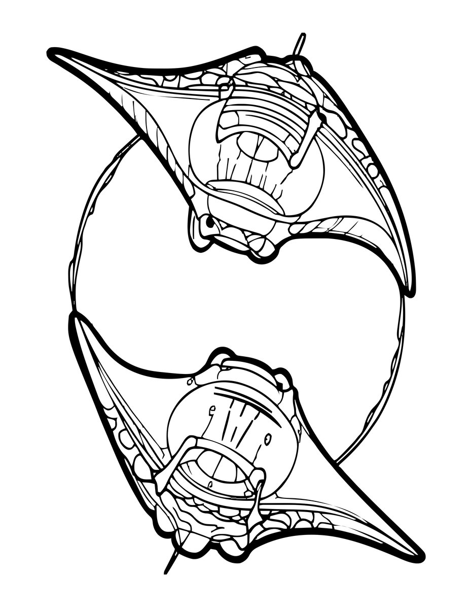 Manta Ray Pair - free printable coloring page
