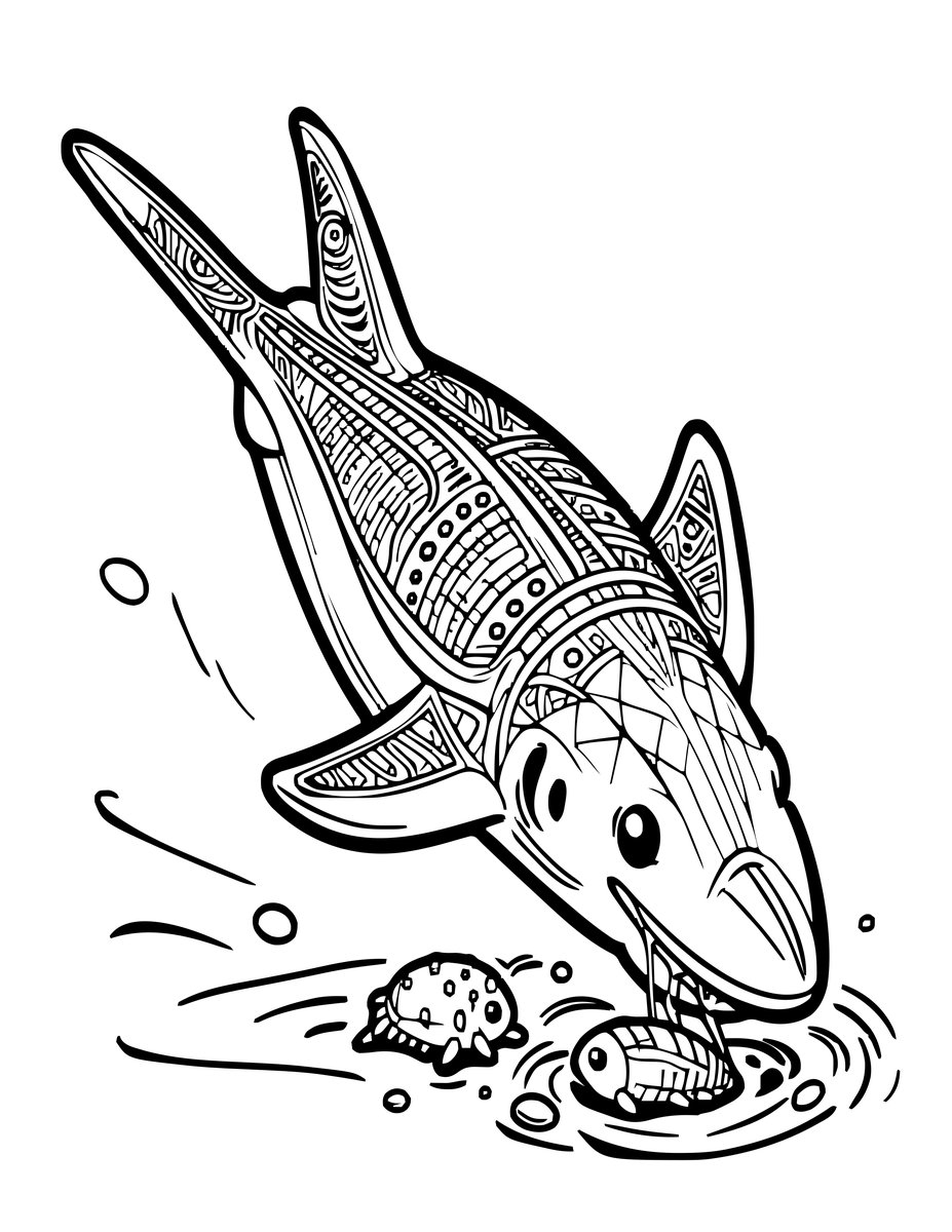 Stingray Feeding - free printable coloring page